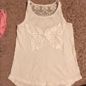 Girls lace butterfly tank